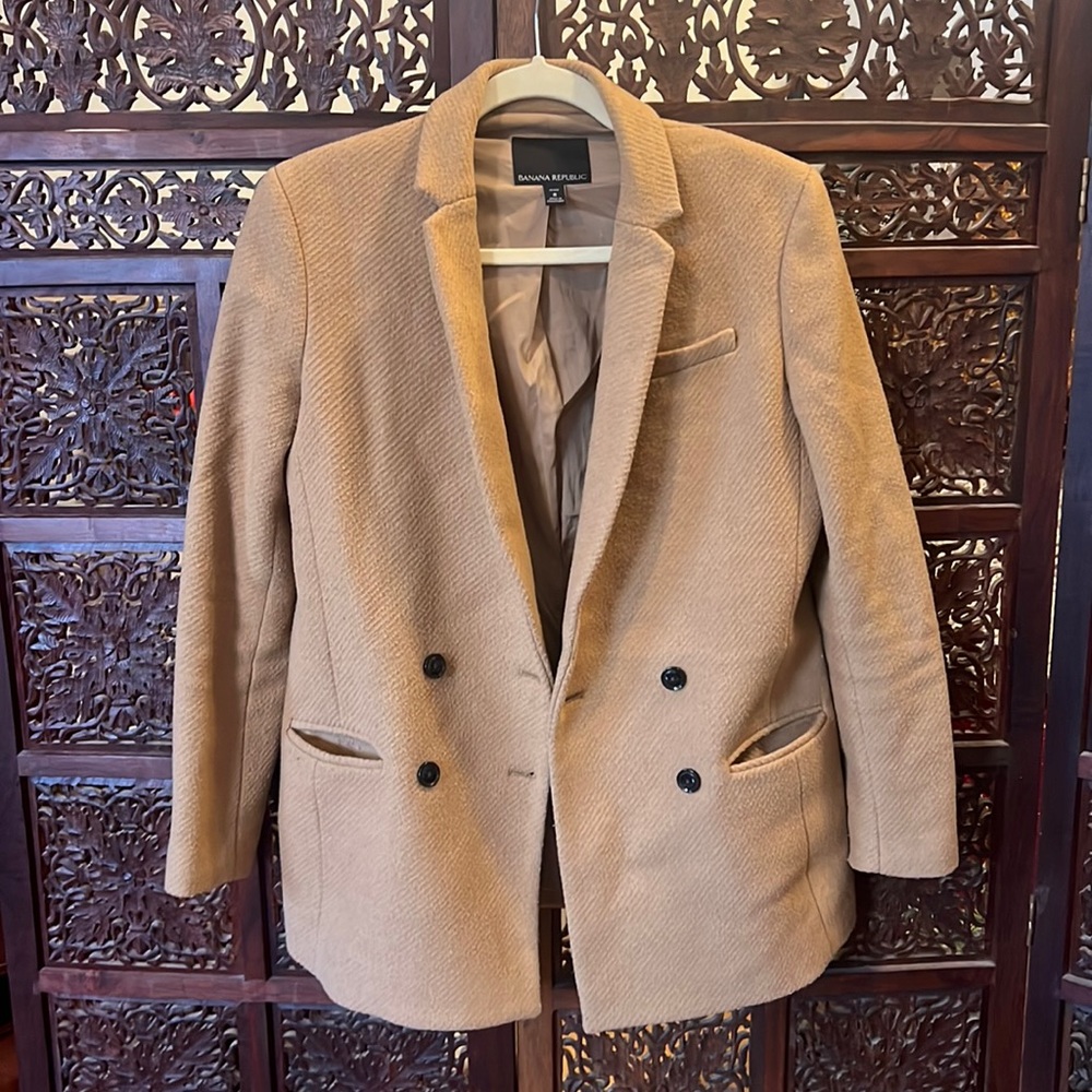 Double breasted wool blend blazer